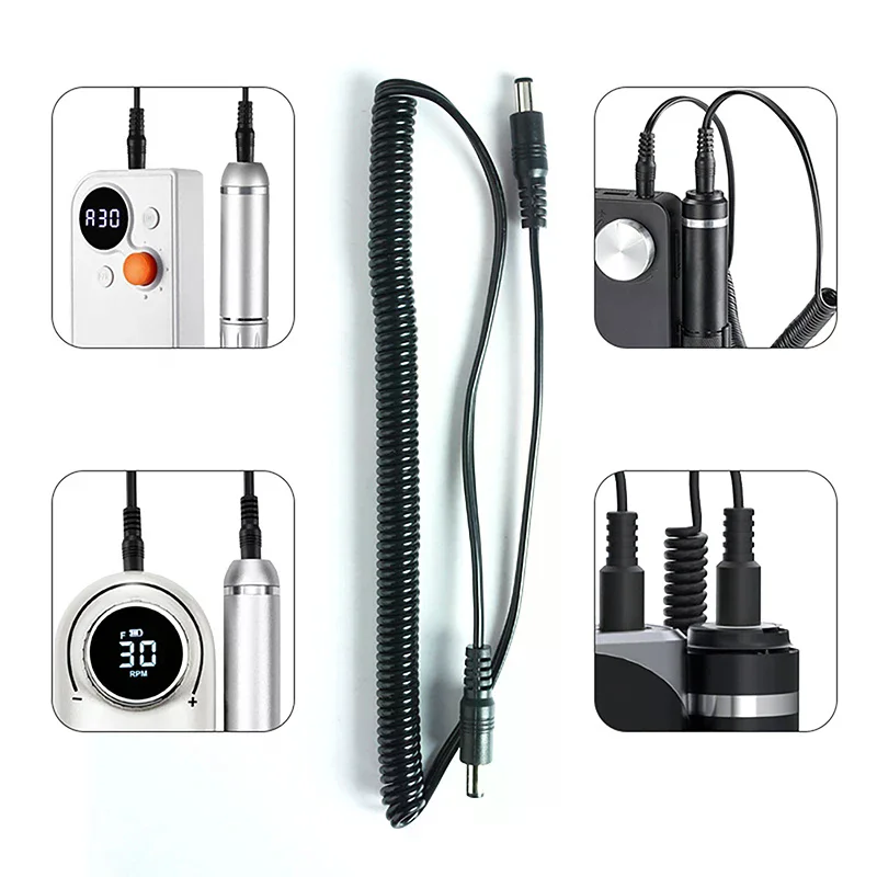 1/1.5M Nail Line Universal Double-Ended Nail Sander Replacement Spring Wire, Handle Connection Cable With DC Port