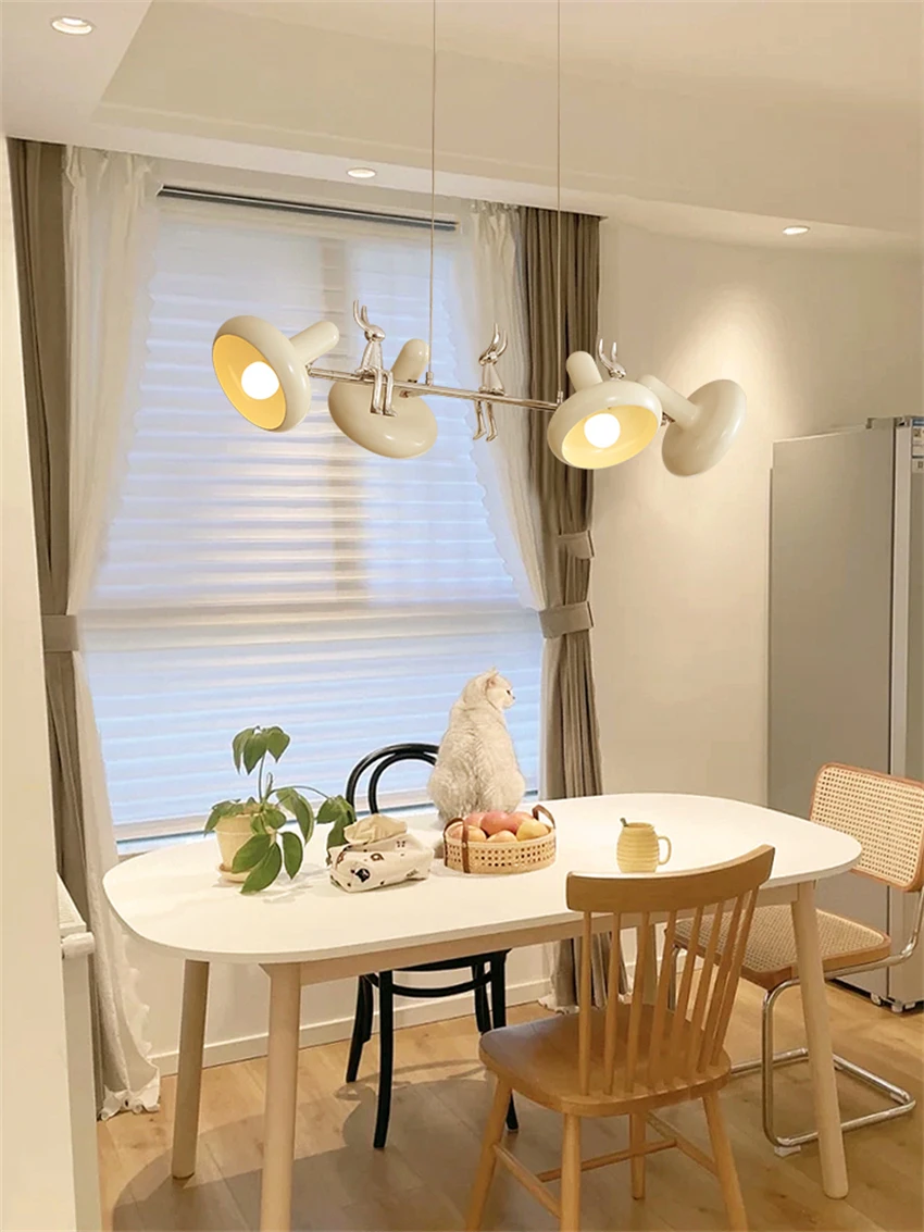 Nordic rabbit crossbar pendant lights bedroom living room hanging lights designer dining room cream wind long bar lamps lighting