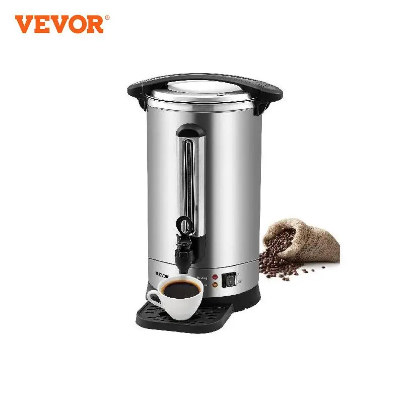 VEVOR Percolateur à Café 9,75 L 65 Tasses Distributeur de Boissons Chaudes en Acier Inoxydable Filtre Permanent Marmite à Vin Chaud 90-98 ℃ Maintenu Infusion Rapide Appareil Chauffe Eau Thé Chocolat