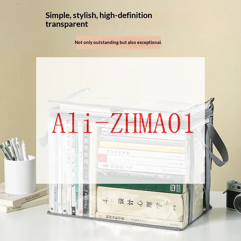 Hot Sale Large Capacity Transparent PVC Book Box With Sturdy Handle Home Office School Dorm Storage Container
