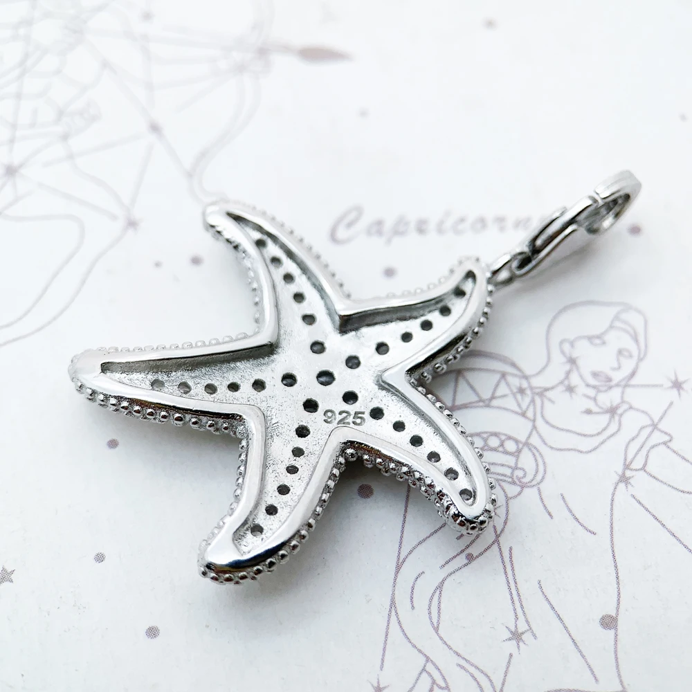 Pendants Starfish Pave,2019 Brand Glam Fashion Jewelry Europe Trendy 925 Sterling Silver Bijoux Accessories Gift For  Woman