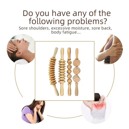 Imagen 2 del producto Kit de Maderoterapia de madera, herramientas de Masaje linfático, rodillo masajeador anticelulítico profesional de madera, juego de Maderoterapia corporal