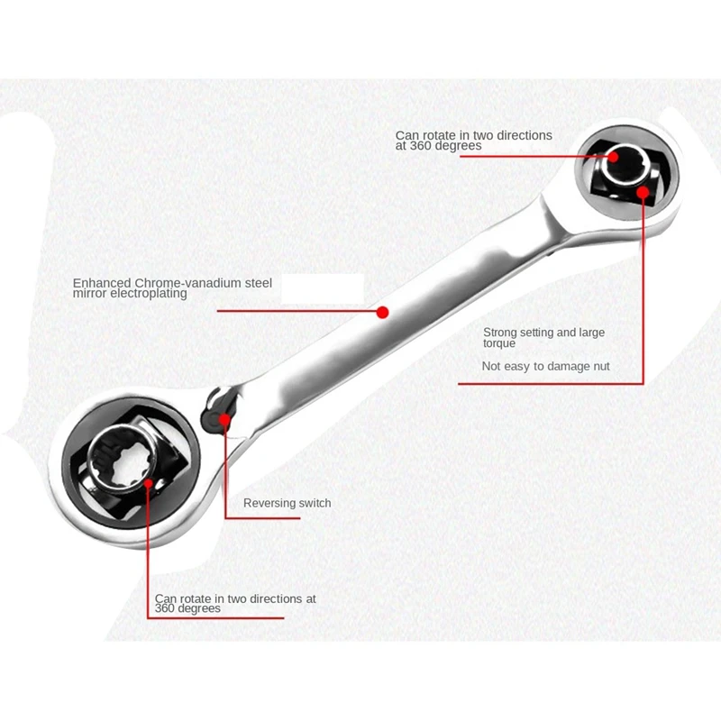 Multifunctional Ratchet Socket Wrench Universal Wrench Two-Way Ratchet Wrench Auto Repair Tool