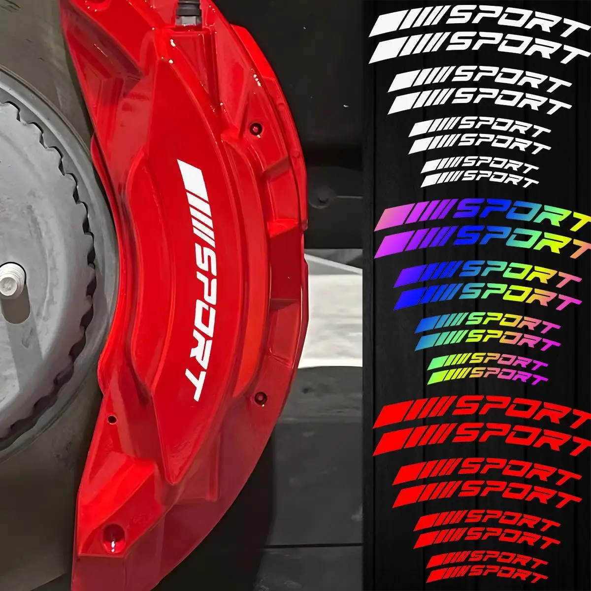 Sport Curve Reflective Waterproof Vinyl Sticker High Temperature Resistant Brake Caliper Car Wheel Rim Accessories Decor Decals