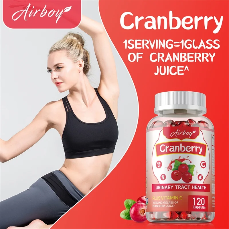 

Cranberry Capsules - with Vitamin C To Promotes Women Urinary Tract Health, Cleansing and Detoxification, Enhance Immunity