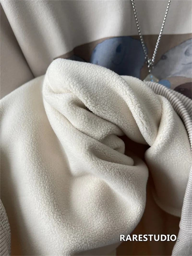 เกาหลี Sle รอบ Ne Fce เรียงรายเสื้อกันหนาวผู้หญิงหลวม Fit Overhead พิมพ์ช้างออกแบบฤดูใบไม้ร่วงฤดูหนาวใหม่มาถึง