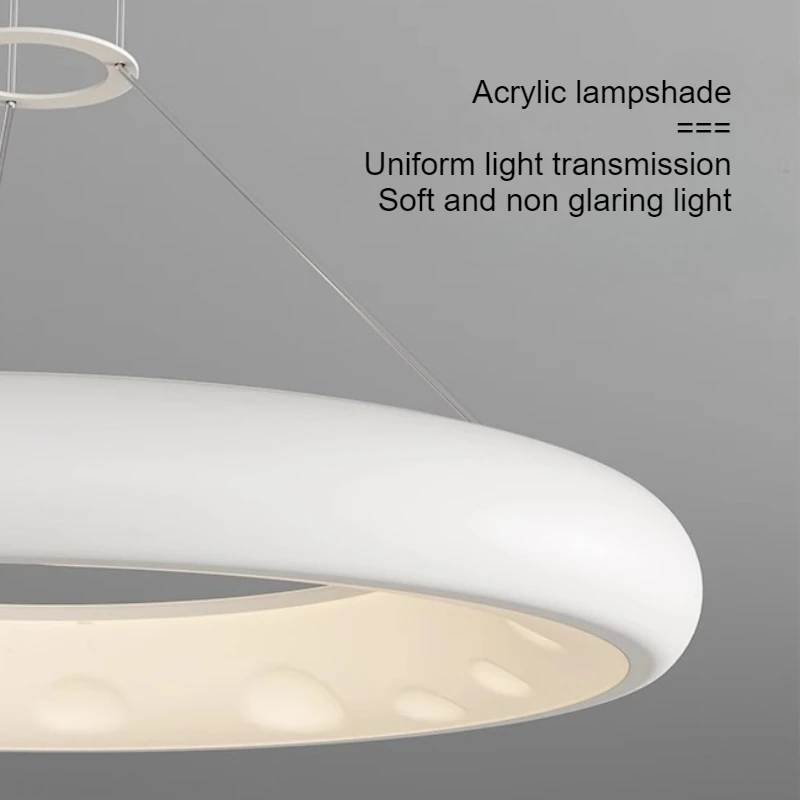 SANDYHA Full Spectrum Eye Protection Circular Acrylic Pendant Lights LED Lamp for Living Room Dining Table Decor Stylish