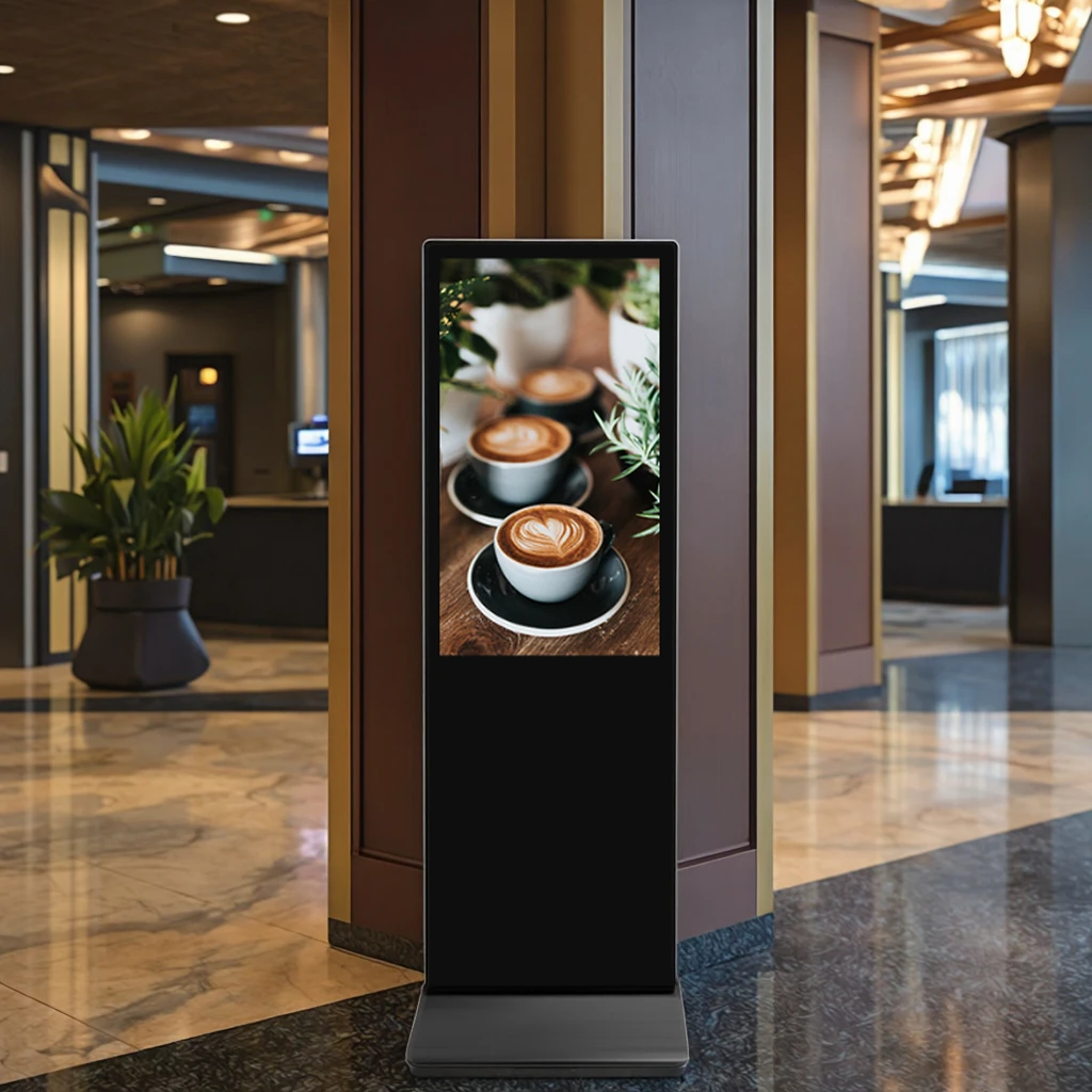 LCD Floor Standing 55 Inch Digital Poster Terminal Cloud-Based CMS for Restaurants Shopping Malls Indoor Use 1 Year Warranty