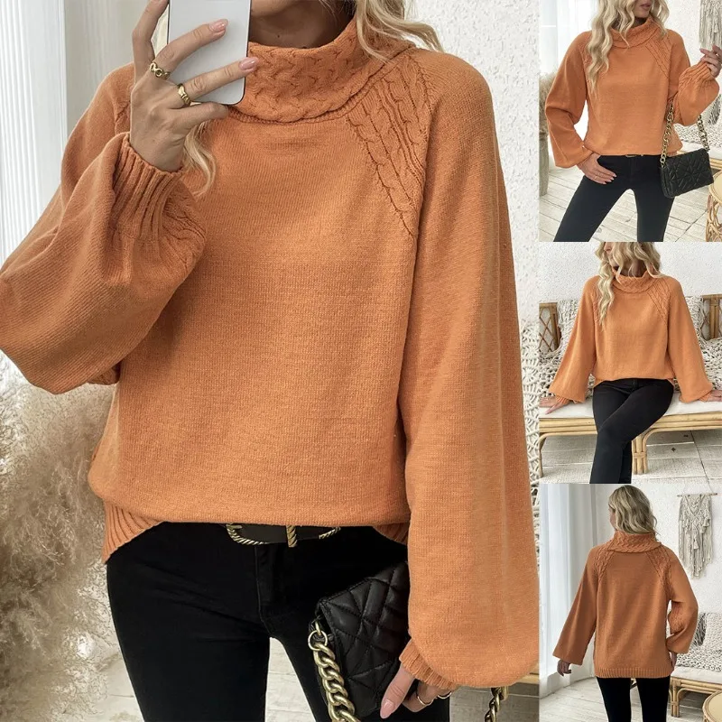 

Осень-зима 2022, новый женский прямой пуловер с коротким вырезом и рукавами принцессы с цветочным принтом, свитер