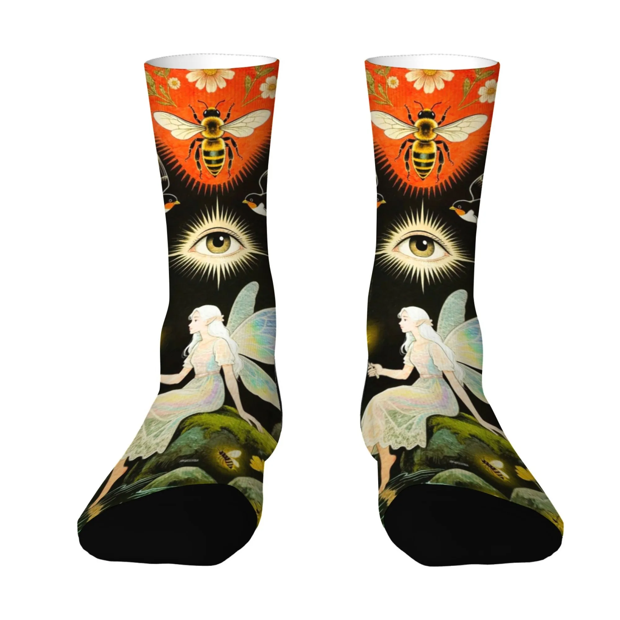 

Трендовые носки в стиле фэнтези, унисекс, носки с принтом пчелиного глаза и феи, мягкие, приятные для кожи, хит продаж, повседневные носки для мужчин и женщин