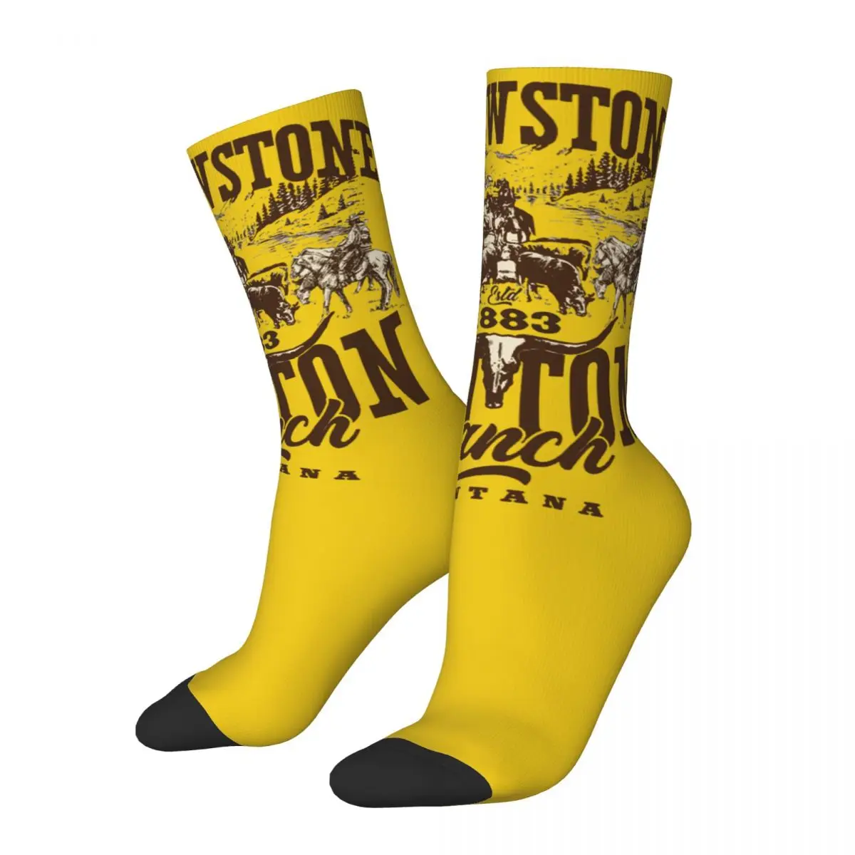 Cowboy Et De Yellowstone Dutton Ranch cosy Unisex Socks,Hip Hop Happy 3D printing Socks,Street Style Crazy Sock