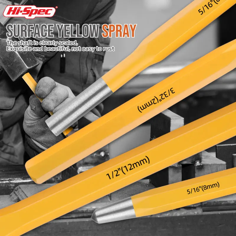 Imagem -05 - Hi-spec-punch Tool Chisel Conjunto para Carpintaria Chisel Sharpener Center Punch Wood Punching Tools Acessórios
