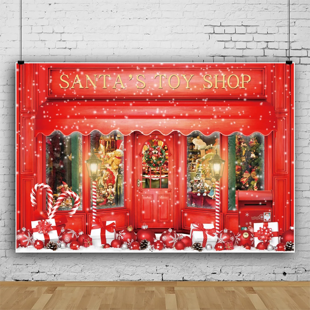 Christmas Gifts Shop Backdrop Photography Santa Claus Baby Photo Photographic Family Decor Background Photocall Kid Photo Studio