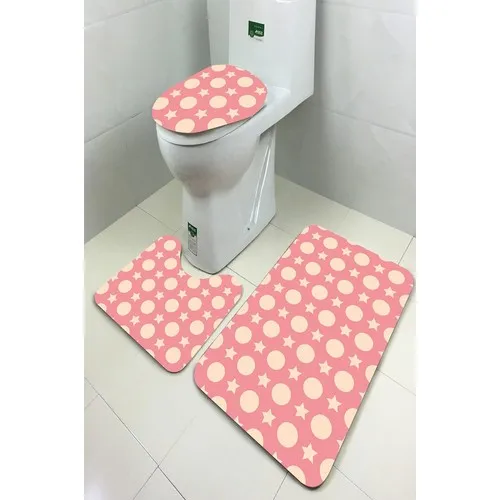 Inca Carpet Antibacterial Washable Non-Slip Dot Sole 3'lü Toilet Seat Pad (60CM x 100CM - 55CM x 60CM - 47CM x 50CM) İNKZ6083