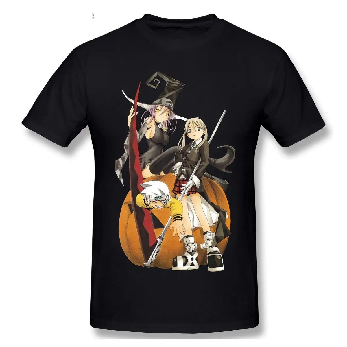 Fashion Graphic T-shirt Cartoon Anime Soul Eater Pumpkin Classic Short Sleeve Casual Men O-neck 100% Cotton Tshirts Tee Tops