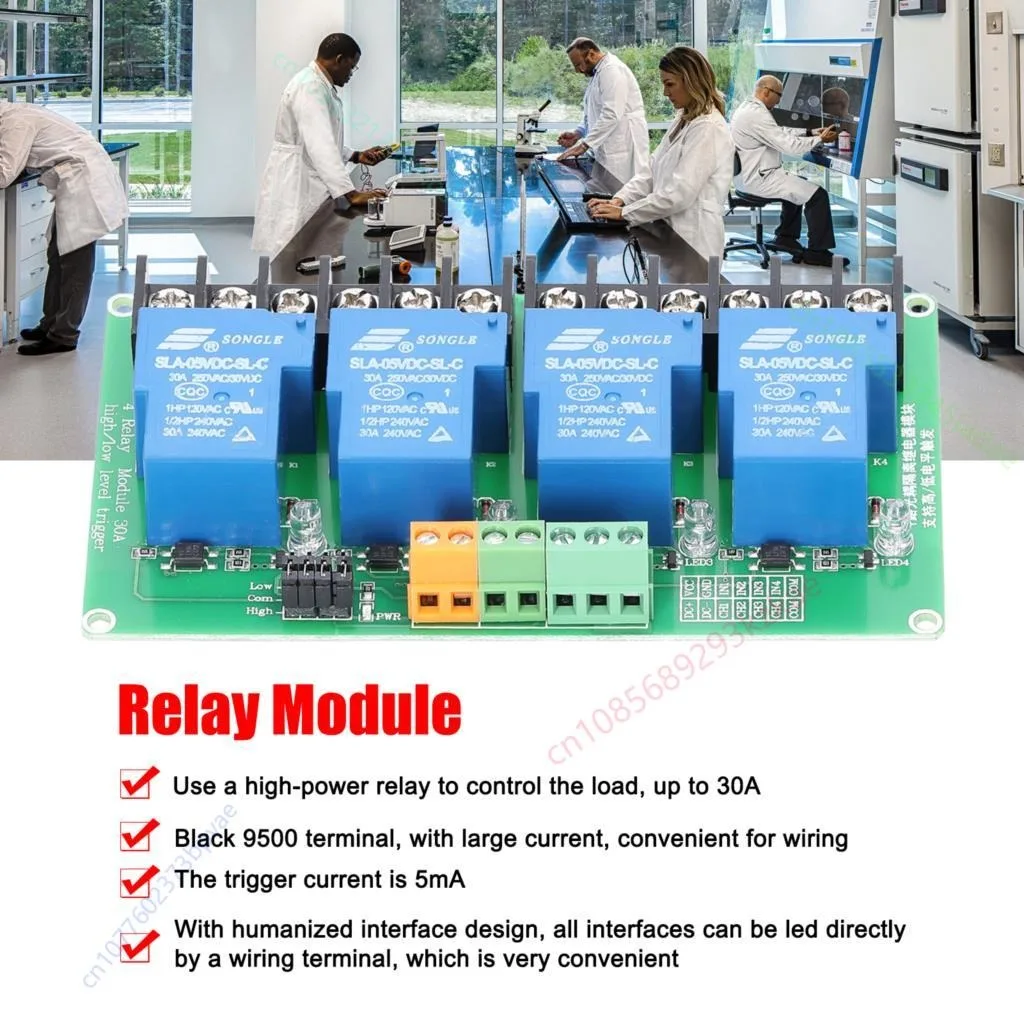 4-way 4 Channel Relay Module 30A High Current With Optocoupler Isolation Support High And Low Level Trigger 5V 12V 24V