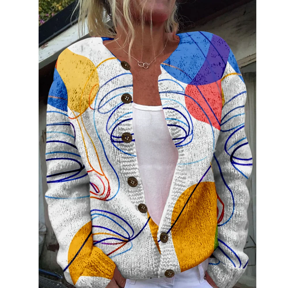 

Autumn Winter Knitted Art Face Cardigan Vintage Casual Sweater Japanese Fashion Streetwear Women Sweaters Knit Top Jumpers