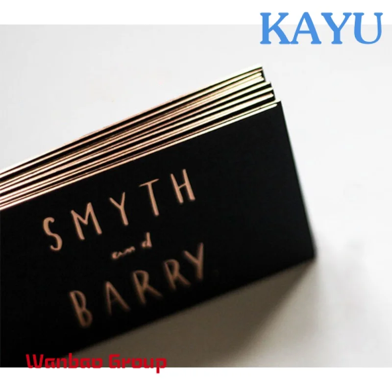 Custom  Custom Luxury Brand Name Gold Foil Printing Logo With gold edges White Paper Display Black Visiting Business Card