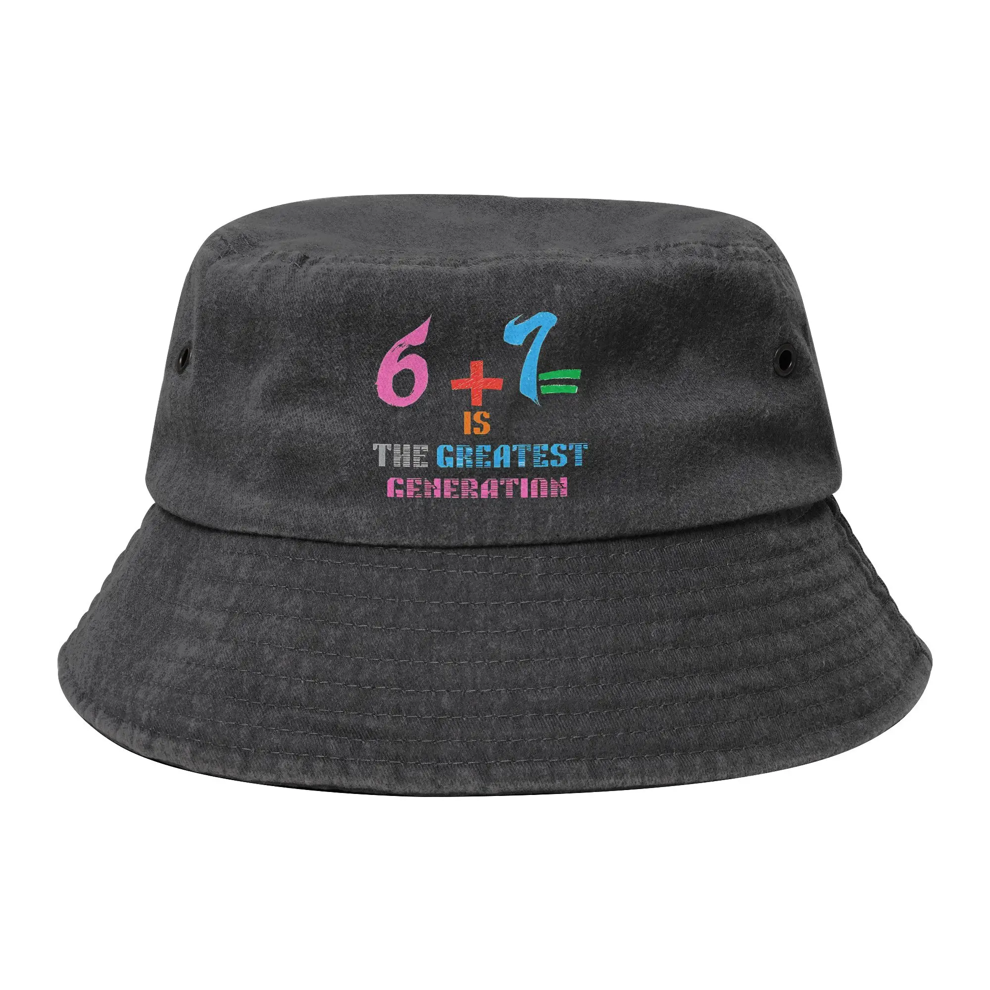 Teen Distressed Denim Bucket Hats Six Seven 67 Funny Meme Camping Fisherman Cap  Bob Hat Gifts Idea