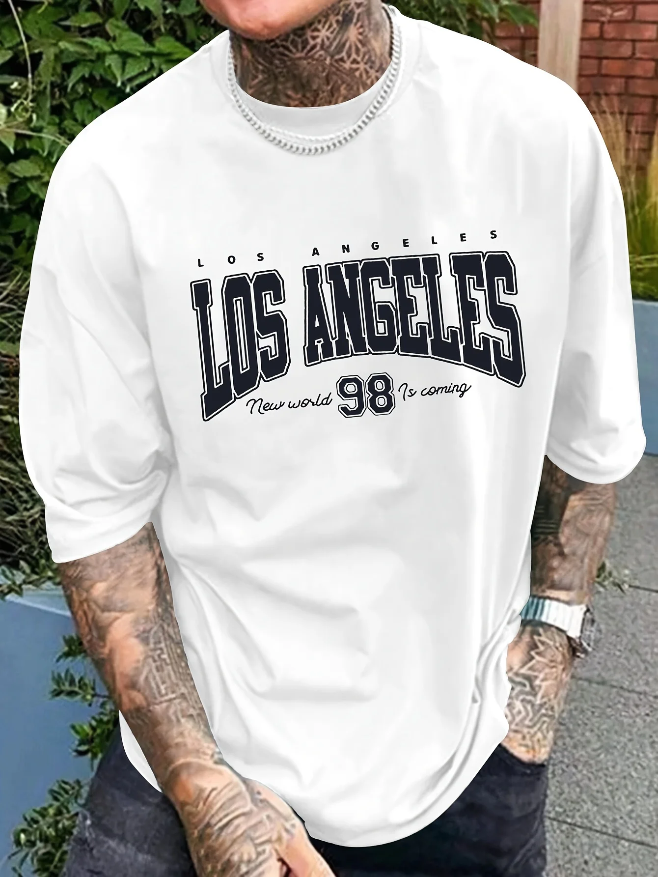 

Men'S Los Angeles Graphic Print Short Sleeve T-Shirt - Casual Crew Neck, All-Season Comfort, Regular Fit, Allseason Tee