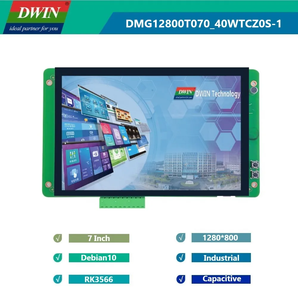 DWIN 7" 1280 * 800 Pixels TFT LCM with Wide Viewing Angle Capacitive Touch LCD Screen Quad-core Linux Debian Embedded Display