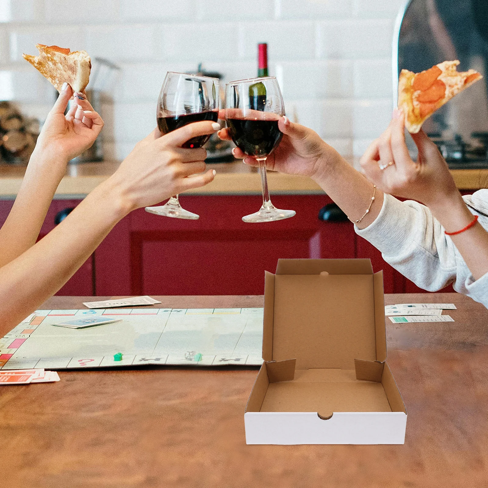 

30pcs Kraft Pizza Boxes 6 Inch White Corrugated Food Containers Grease Resistant Reusable For Cookies Takeout Storage