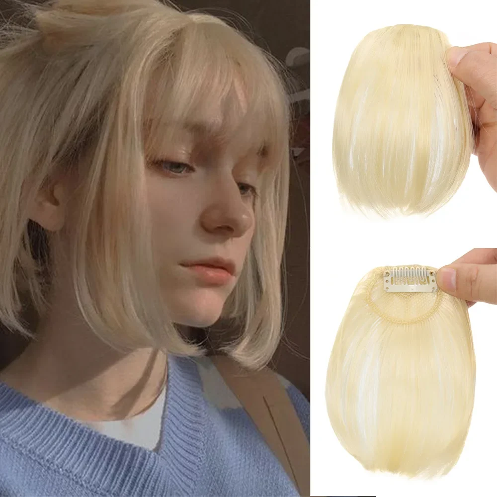 Fake Air Bangs Synthetic Hair Extension Soft Light Air Hair Bangs Clip On Hair Extension False Straight Hair Bangs Fringe