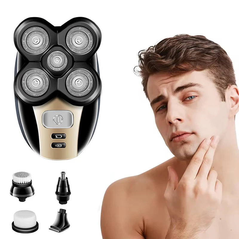 

Five Blade Floating Waterproof Electric Shaver Small Usb Charging 5-In-1 Shaver Men'S Beard Care Tool