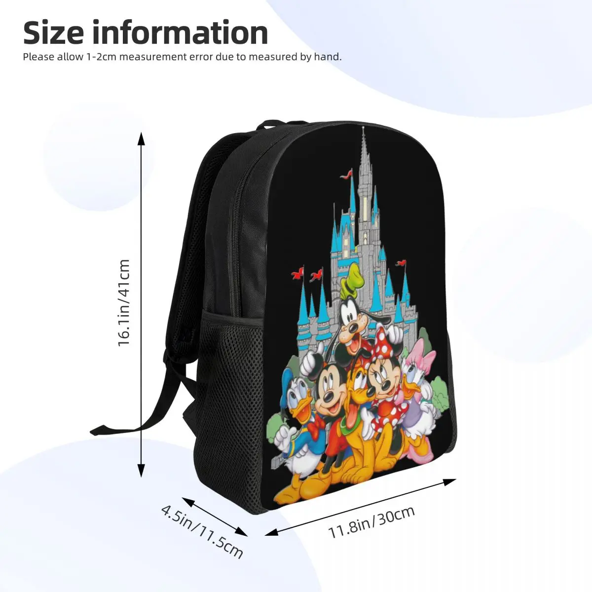 Custom Mickey Mouse Donald Duck Minnie Anime Backpack for Women Men College School Student Bookbag Fits 15 Inch Laptop Bags