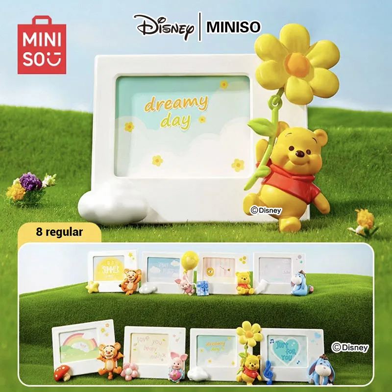 

MINISO Disney Genuine Winnie The Pooh Puff Polaroid Frame Ears Blind Box Decoration Ornament Surprise Doll Trendy Play Toy