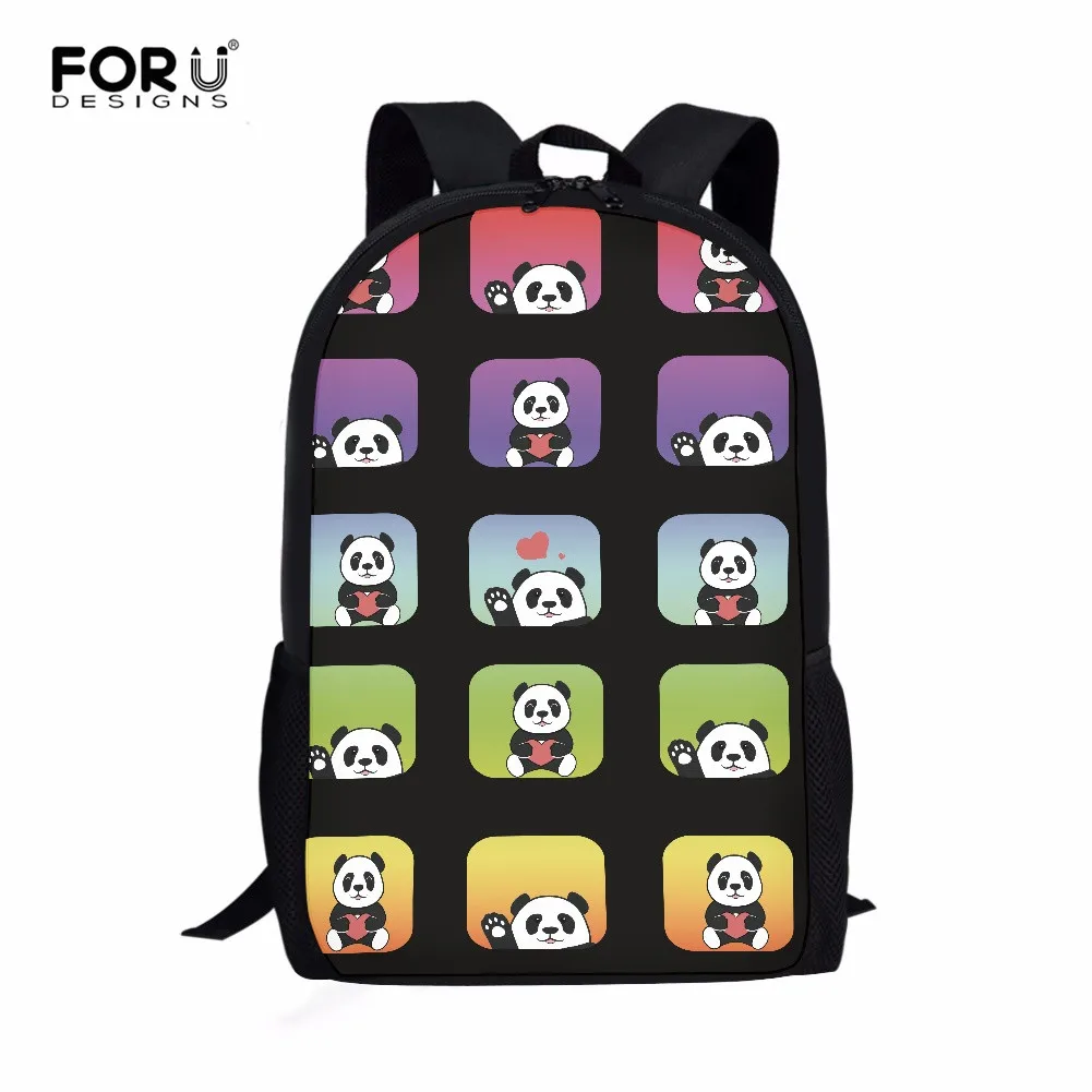 

FORUDESIGNS Kids Comfortable 16 Inch School Bag Cute Cartoon Panda Pattern Children's Lightwight School Backpacks Laptop Bags