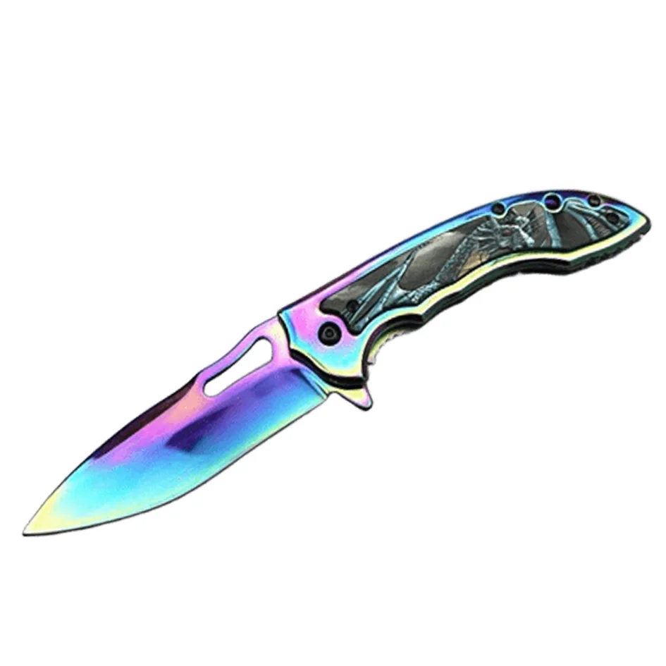 

Премиальный карманный нож из нержавеющей стали: тактический складной нож для мужчин, многофункциональный инструмент EDC, нож для фруктов, красочный дизайн, узор с драконом — идеально подходит для кемпинга, походов, исследований, DIY-проектов, повседневног