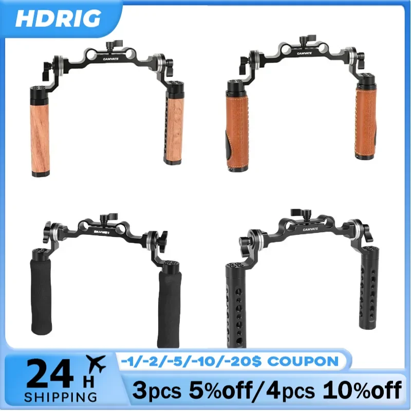 

HDRIG Camera ARRI Style Rosette Handgrips Pair Connection With 15mm Rod Clamp Railblock for Sony Canon DSLR Handle Shoulder Rig