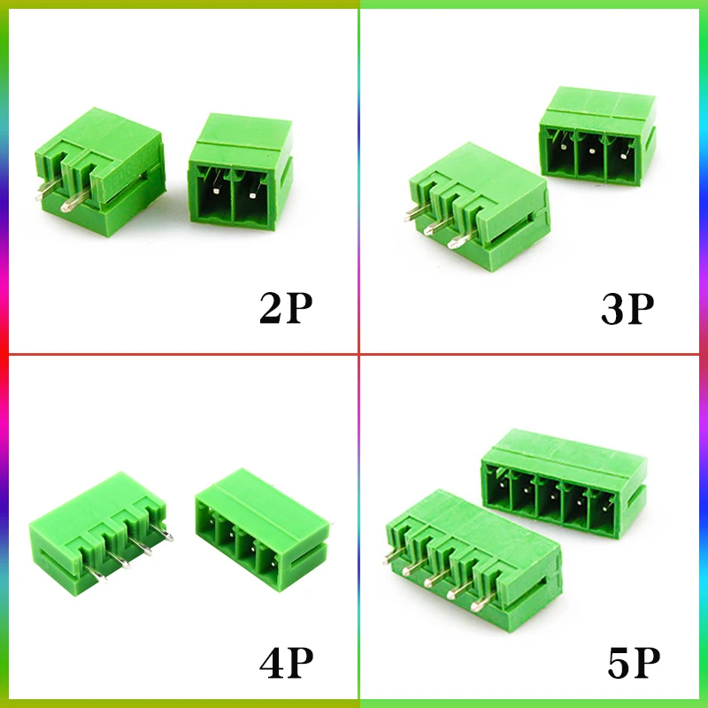3.5mm Green Phoenix Type Connector 2–24 Pin PCB Screw Terminal Block Plug Socket for DIY Electronics Projects