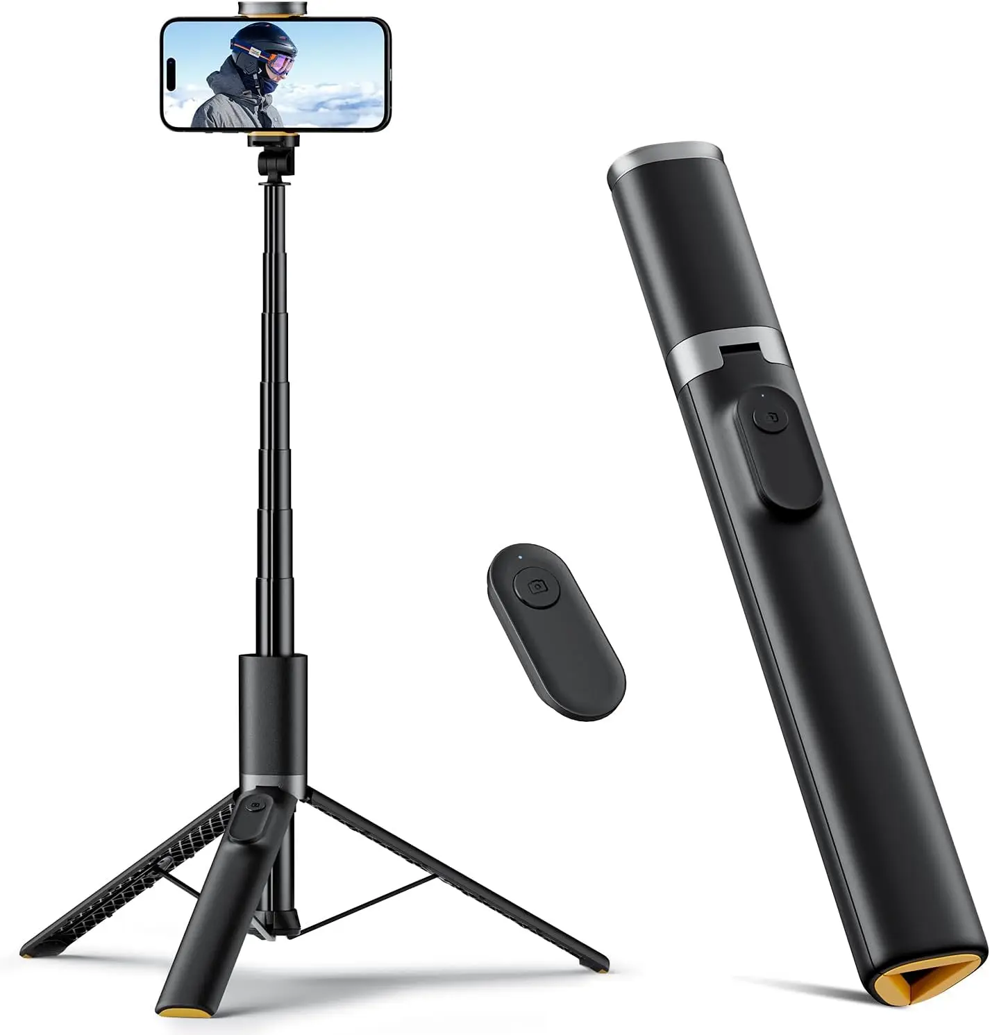 

63" Extendable Selfie Stick Tripod with Wireless Remote, Portable Phone Stand for iPhone/Android