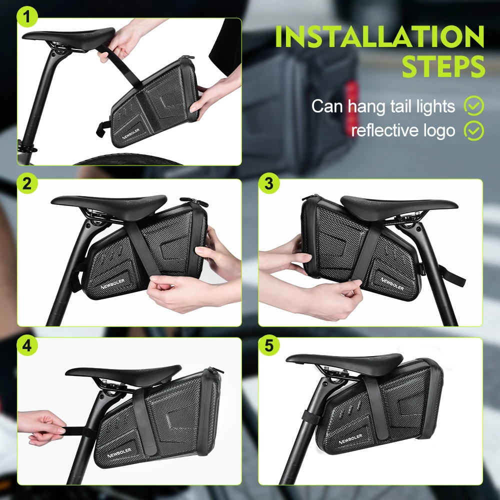 2026 NEUE Wasserdichte 5L Fahrrad Sattel Tasche MTB Rennrad Satteltaschen Reflektierende Gestreiften Fahrrad Werkzeug Halter Tasche MTB Zubehör – Detail 7