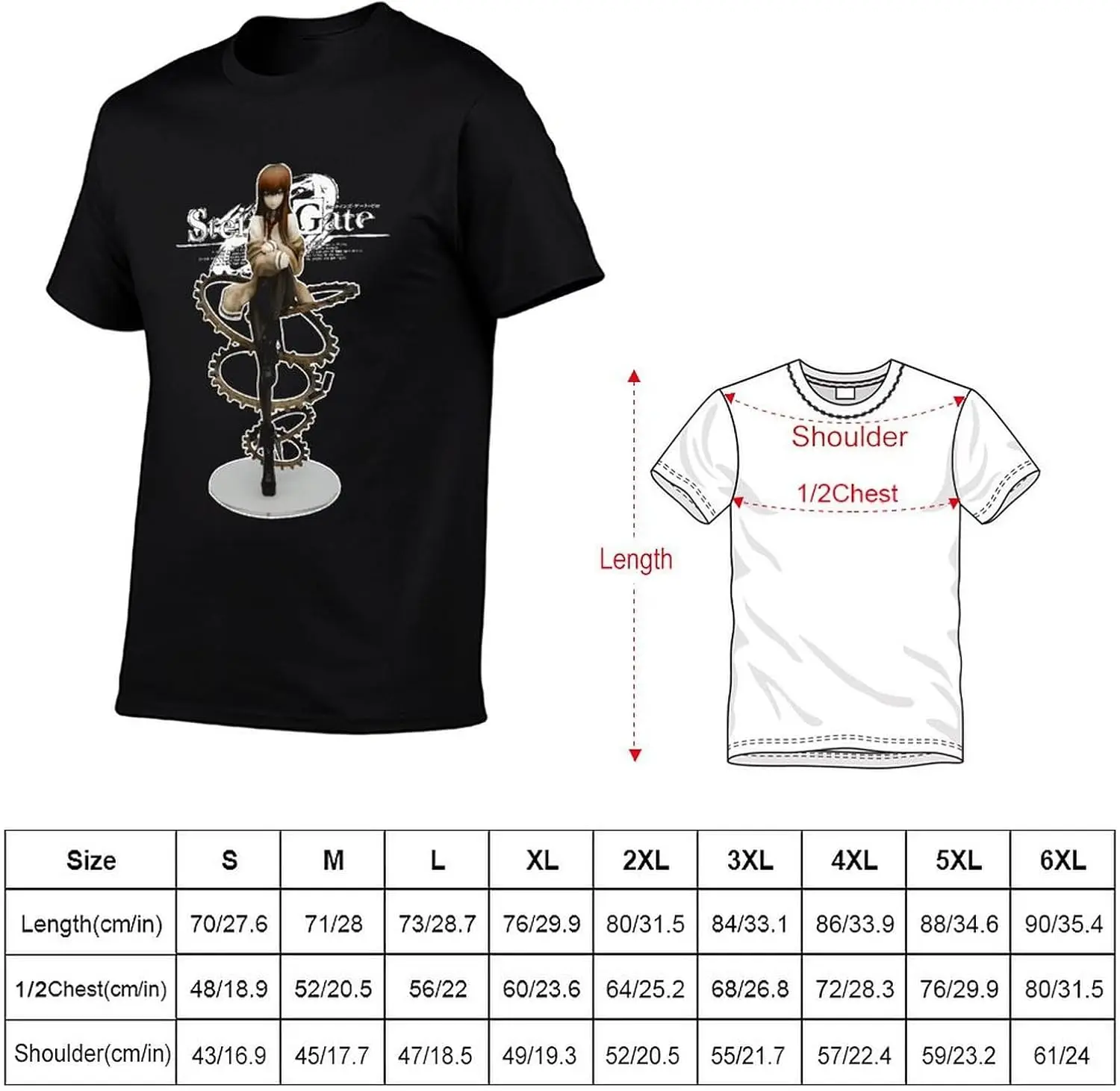 Anime Steins Gate T Shirt Men's Summer Print Crew Neck Tee Classic Short Sleeve Tshirt