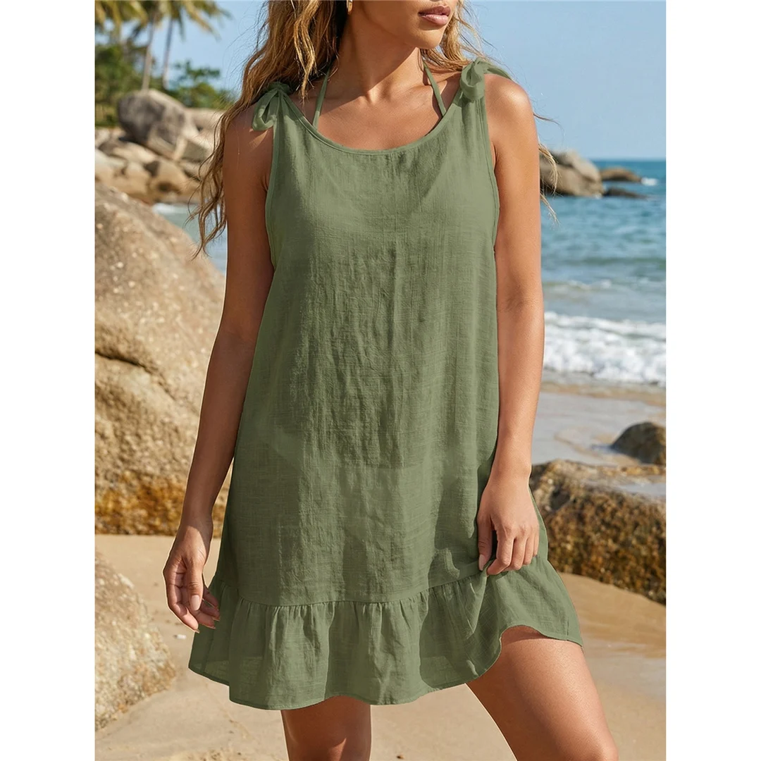10 Farben, rückenfreies, gehäkeltes, gestricktes Tunika-Strandkleid, Strandkleid, Strandmode, Damen, V8300 – Detail 17