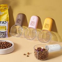 2Pcs With Scale Measuring Rice Spoon Built-in Storage Cavity Removable Handle Grain Spoon Plastic Transparent Pet Food Scoop