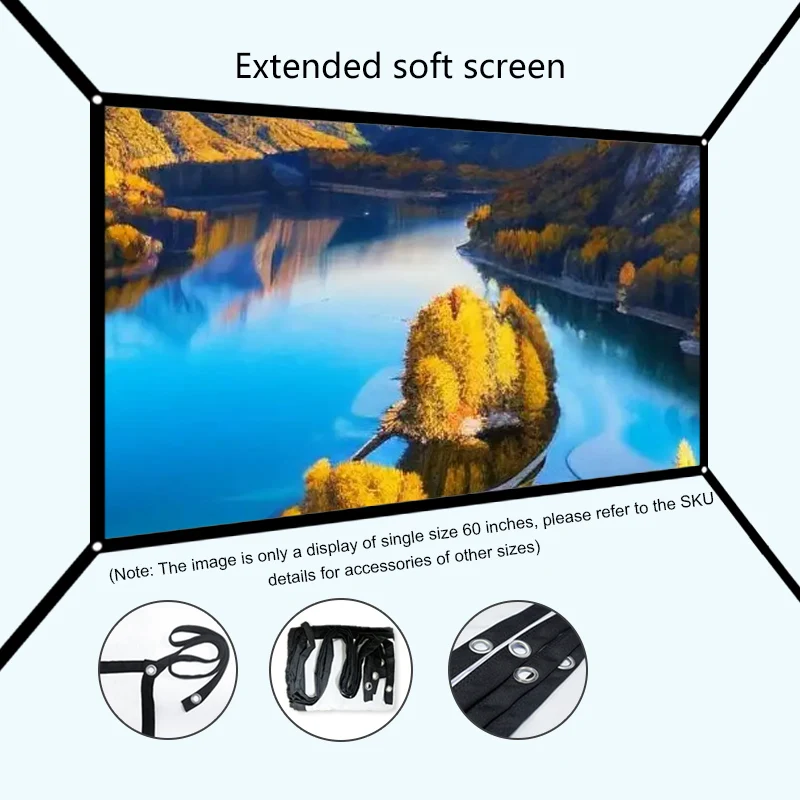 

60-150 inches, available in multiple sizes, supporting high-definition extended projection screens/white soft screens