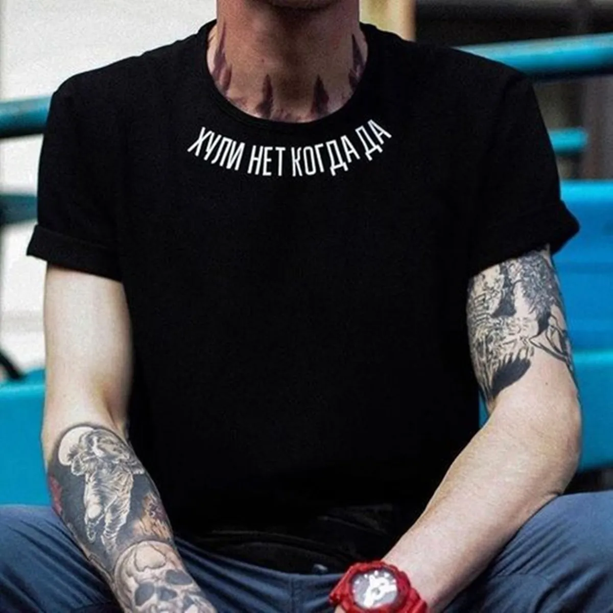 Male Fashion T-shirt Black Cotton Tee Shirt With Russian Inscriptions Summer Men\'s Simple Style Unisex Tee Top