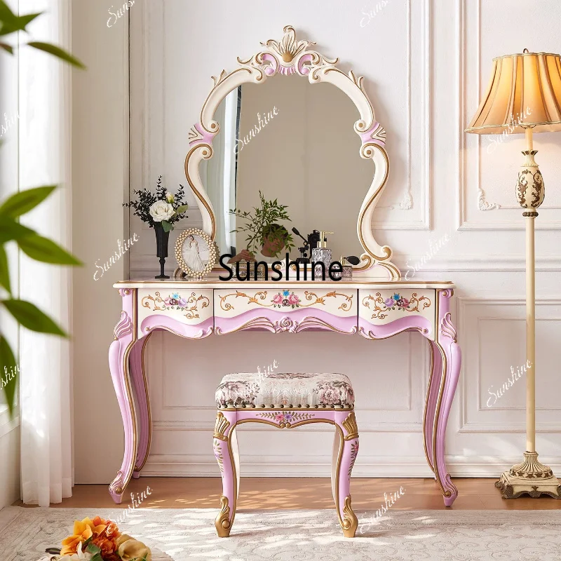 Purple French court princess style all solid wood high-end cloakroom master bedroom