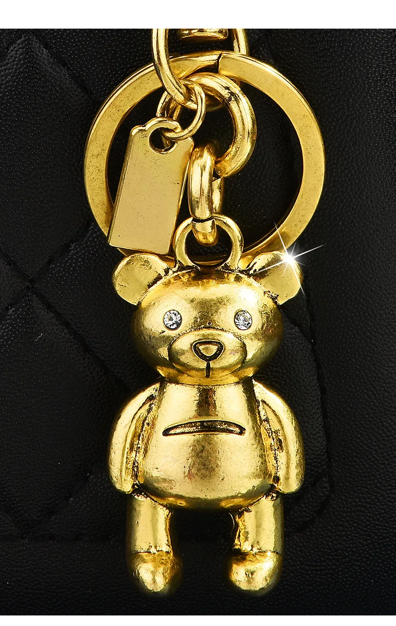 

Подвеска для ключей от машины 2025 года, высококачественный аксессуар для сумки, золотой медведь, вишня, четырехлистный клевер, школьная сумка-бабочка