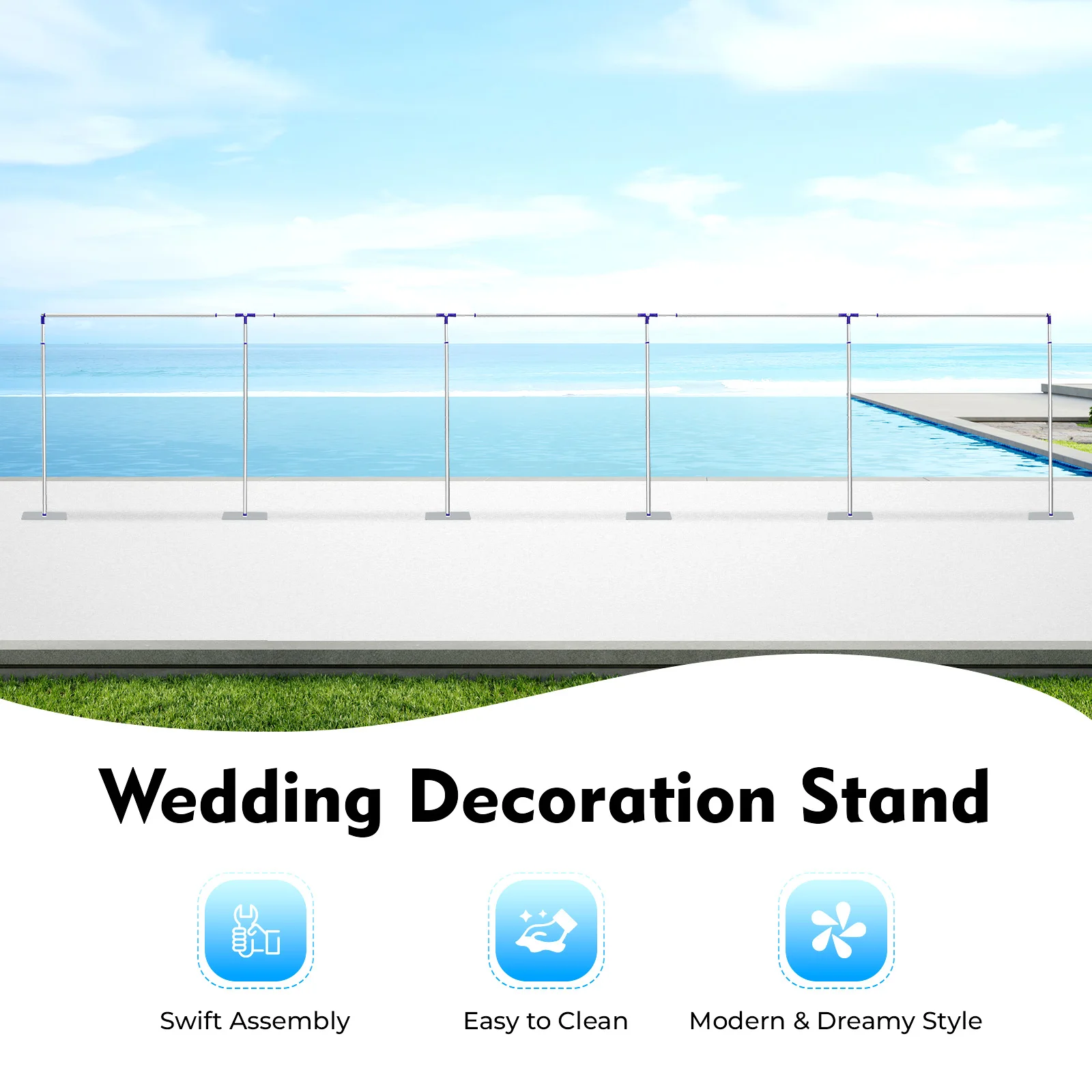Silver 3*15M Wedding Backdrop Stand Metal Wedding Flower Stand Background Stand Wedding Decoration Stand for Weddings Parties