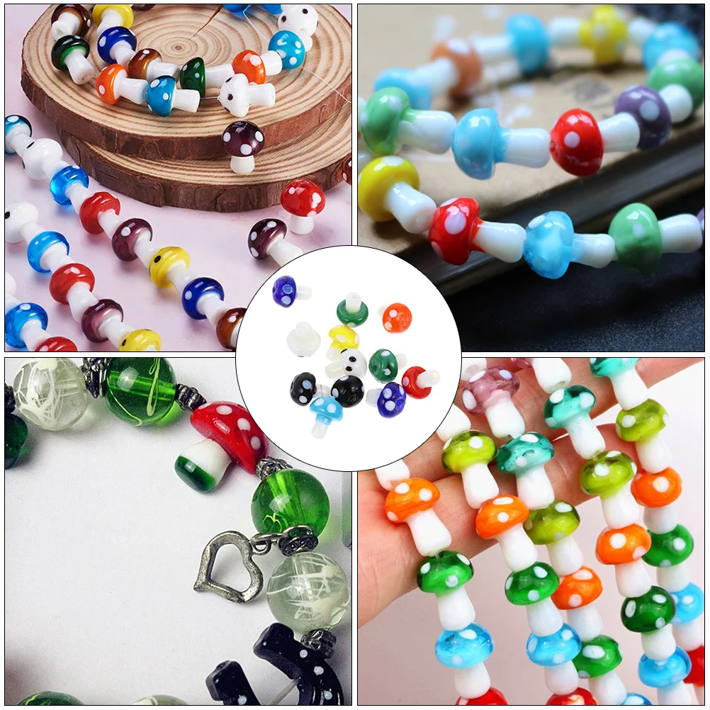 

1Set Glass Mushroom Beads Jewelry Making Supply Creative Appearance DIY Decorative Parts Beads for Jewelry Making