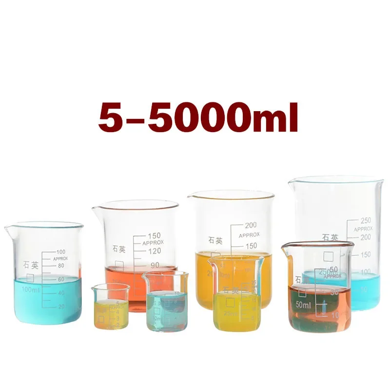 Quartz glass beaker JGS2 50/125/200/250/500/1000ml Glass Laboratory Measuring Cup Glassware School Study Lab Educational Supply