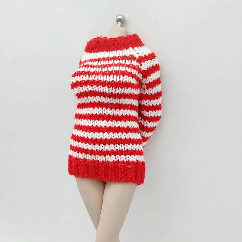 1/6 Scale female Solider sweater Skirt Red & white stripes Dress Long sleeve for 12in Phicen Tbleague Action Figure Toys