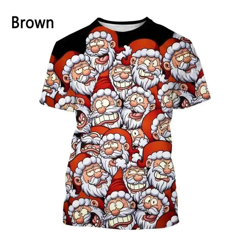 

Santa Claus Christmas Eve Fashion 3d Printed O-Collar Short-Sleeved T-Shirt Personality Fun Plus Size Comfortable Pullover