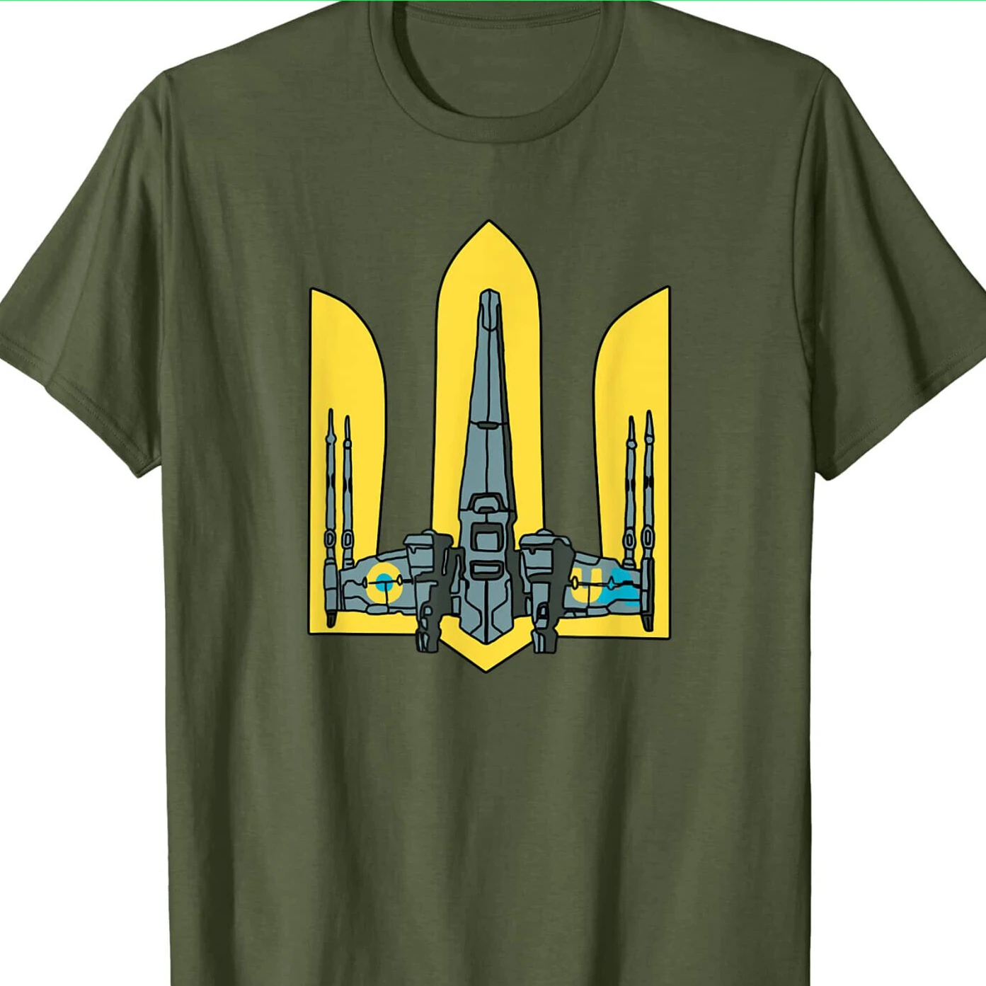 Tryzub Airplane Ukraine Army Armed Force T-Shirt S-3XL Men's 100% Cotton Casual Tshirts Loose Top Size S-3XL