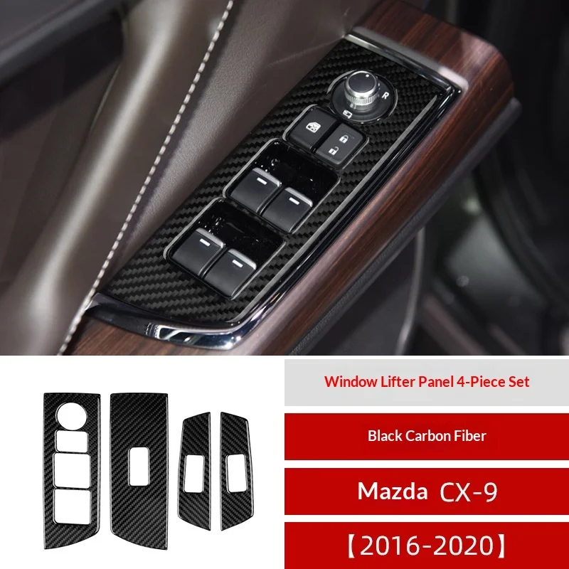

For 16-20 Mazda CX-9 True Carbon Fiber Window Lift Panel Car Decoration Sticker Modification Accessories